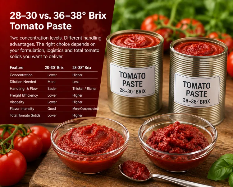 28–30 vs. 36–38° Brix Tomato Paste