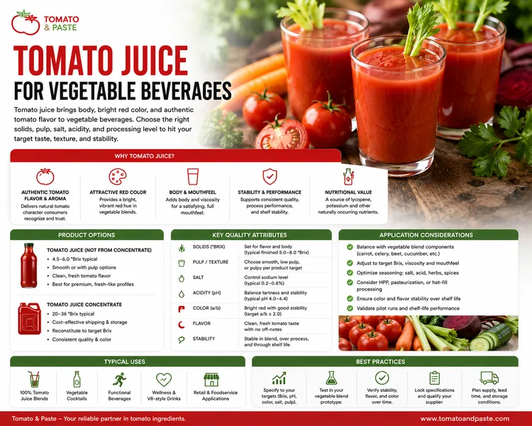 Tomato Juice for Vegetable Beverages