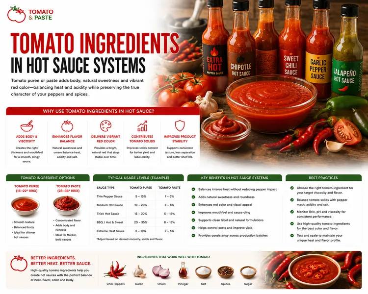 Tomato Ingredients in Hot Sauce Systems